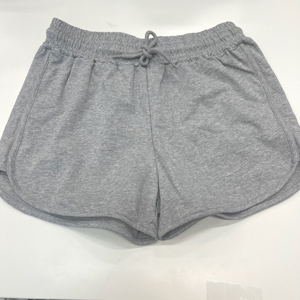 HBY Womens Heather Gray Dolphin Shorts High Waisted Cotton Blend Size Small